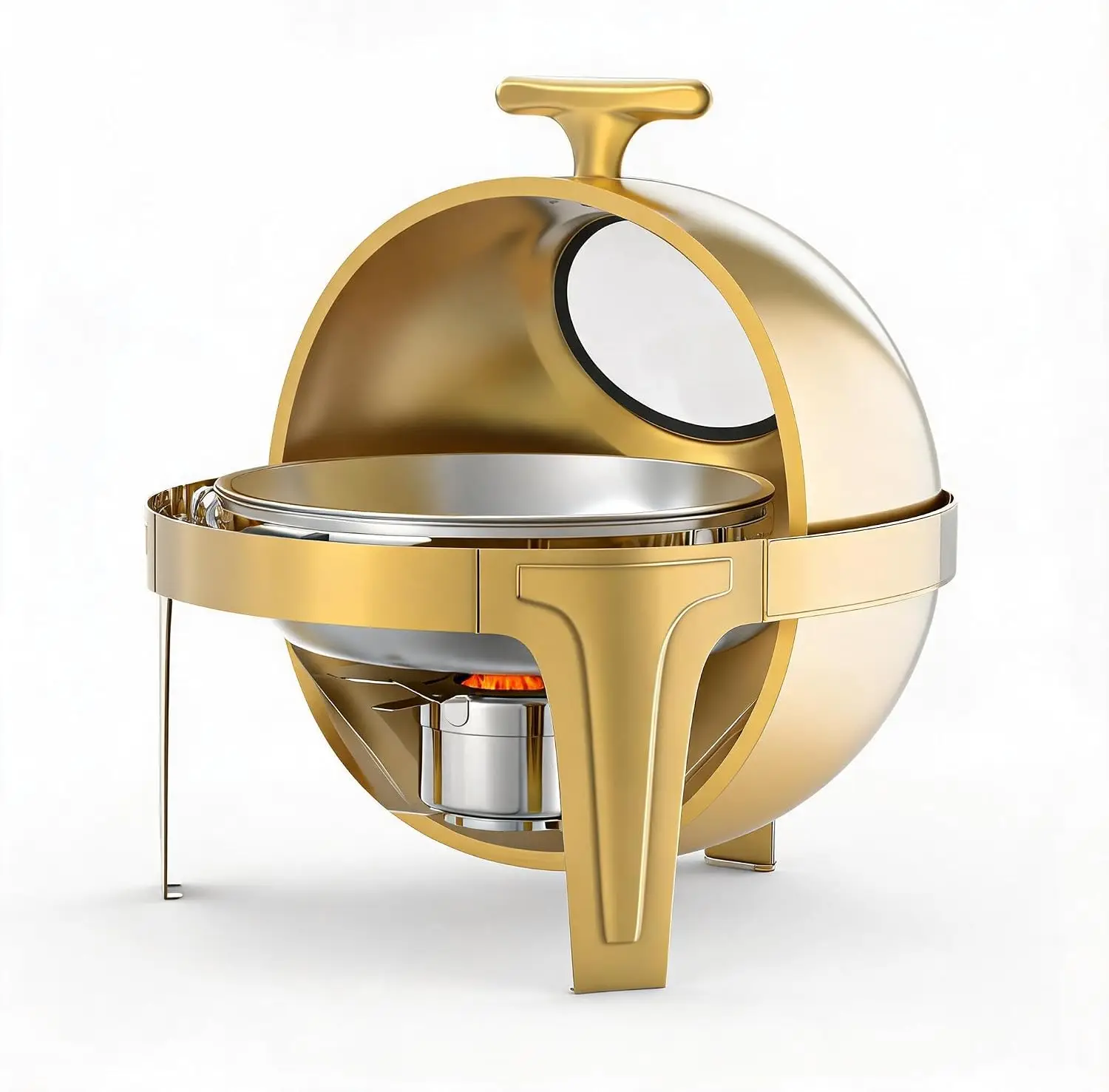 Tacleekii Roll Top Chafing Dish Buffet Set 6.3QT Stainless Steel Food Warmer Chafer with Glass Window, Full Size Food Pan for Catering Parties Banquets Wedding