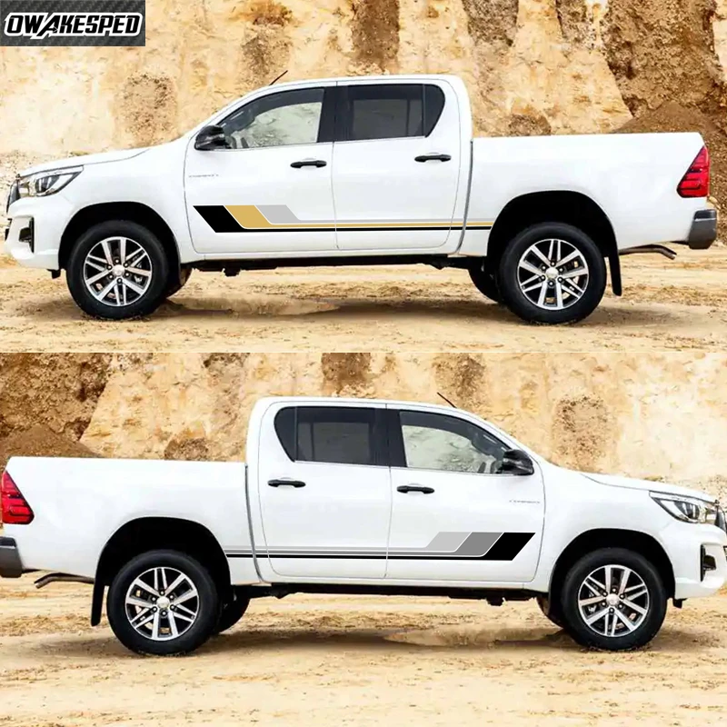 

Car Sticker Door Side Colors Stripes Decor Decal Vinyl Film Cover For Toyota Hilux Revo Vigo Rocco SR5 Auto Tuning Accessories