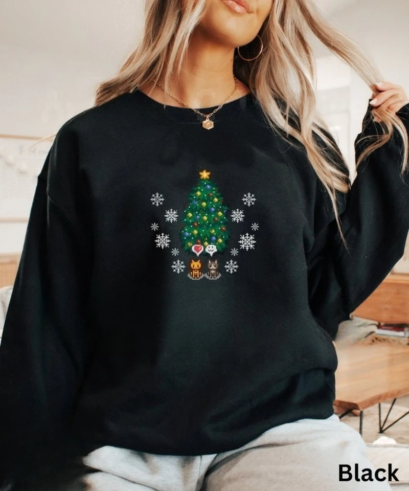 سويت شيرت Stardew Valley مستوحى من العطلات للجنسين هدية عيد الميلاد معبر لعبة زراعة الحيوانات جرافيك هوديي قميص حراري هودي