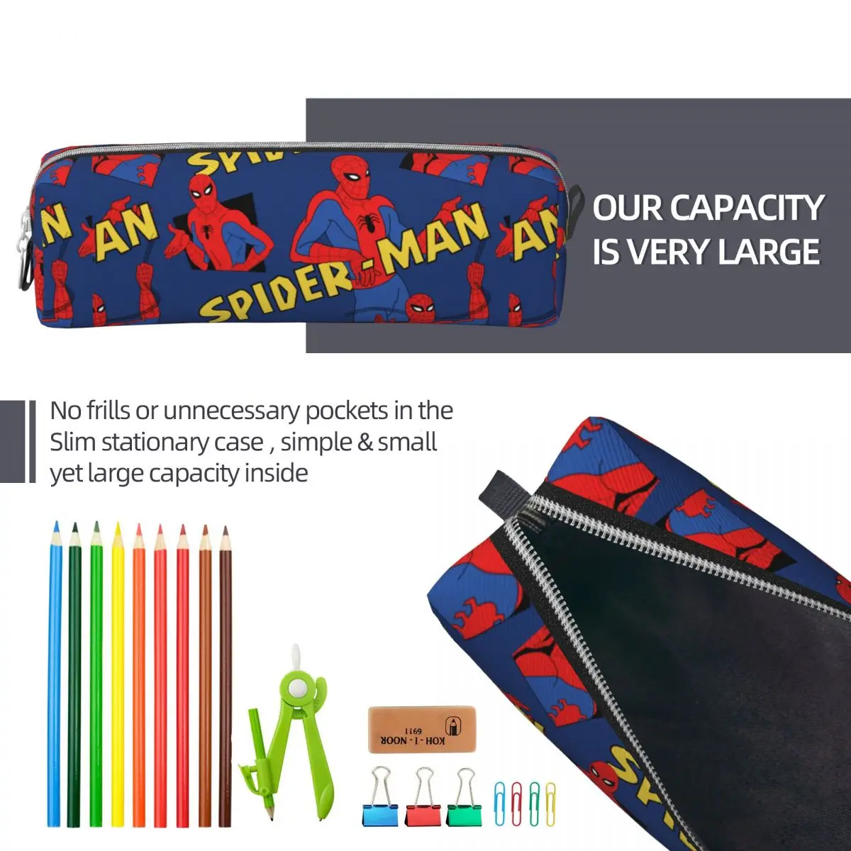 Imagem -06 - Spider Man Pose Pattern Pencil Case Pencil Pouch Pen Box para Menina e Menino Grandes Bolsas de Armazenamento Estudantes Escola Zipper Papelaria