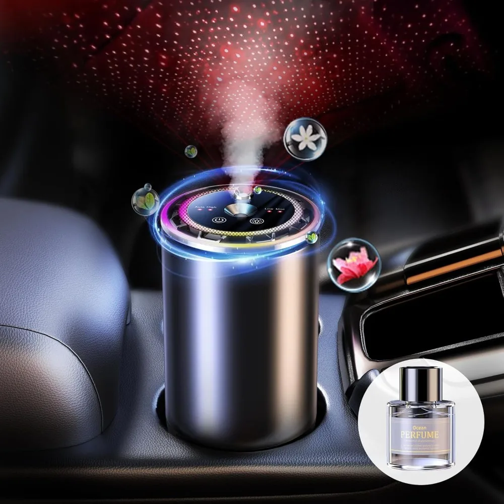 

2025 Upgraded Smart Car Air Fresheners Diffuser with Starry Sky Projection Adjustable Scent, Essential Oil Diffusers for Automat