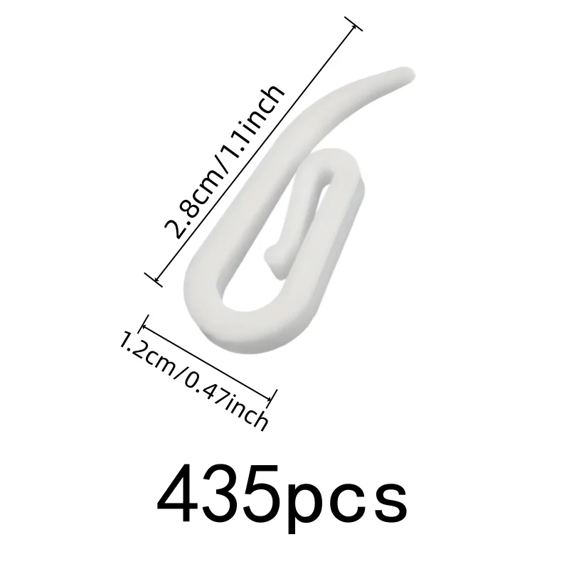 435 pcs Drapery Pin Hooks, Smooth Sliding Design, suitable for Bedroom Drapery, Durable Plastic Material