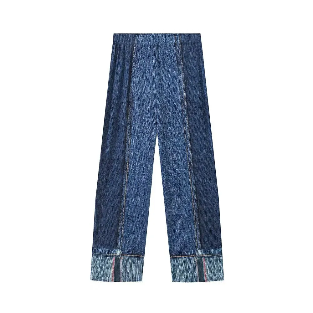 Autumn 2024 new women\'s fashion, leisure, slim fit, loose, high waist and versatile Issey Miyake jeans pleated pants.