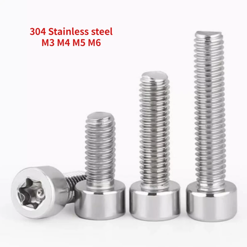 

40/100pcs M3 M4 M5 M6 304 Stainless Steel Cylindrical Head Internal Plum Blossom Screw Thick Head Plum Blossom Bolt