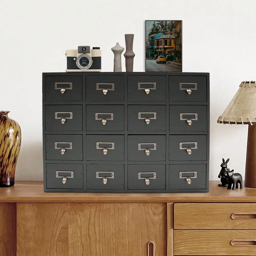 

Drawers Apothecary Cabinet, Black Wooden Desk Drawer Organizer With Metal Handles Apothecary Chests And Cabinets For Small Item