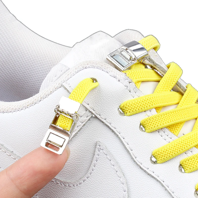 

24 Color No Tie Shoe Laces Elasticity Upgraded Version Metal lock Magnetic Shoelaces Flat Sports Competition Sneakers Lazy Lace