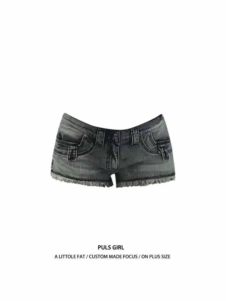 

Women's Blue Denim Shorts Low Waist Mini Hot Jeans Shorts 2000s Y2k Aesthetic Harajuku Vintage Cowboy Short Pants Clothes Summer