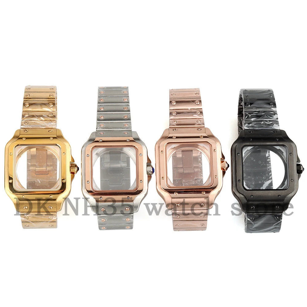 

38mm Nh35 Square Watch Case 316L Stainless Steel Repair Modification Parts Fit Seiko Santos Nh36 Nh35 Nh38 Movement Watch Case