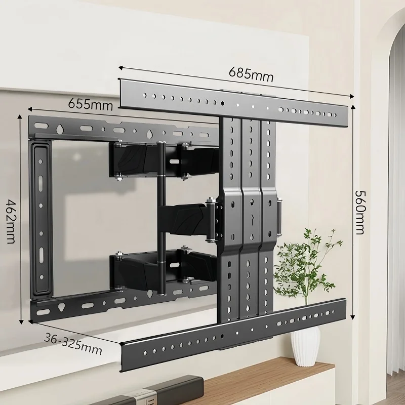 حامل تلفزيون فولاذي مثبت على الحائط قابل للسحب لبلازما LCD LED مقاس 50-90 بوصة