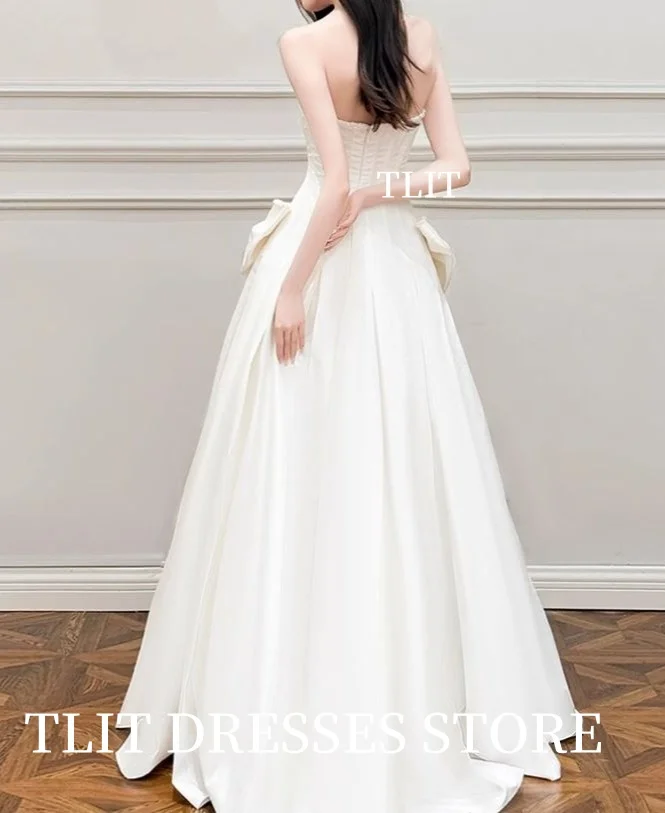 TLIT Elegant Silk Satin Wedding Dresses 3D Bows Sleeveless Bridal Gowns Korea Wedding Dresses Photo Shoot Customized 웨딩드레스
