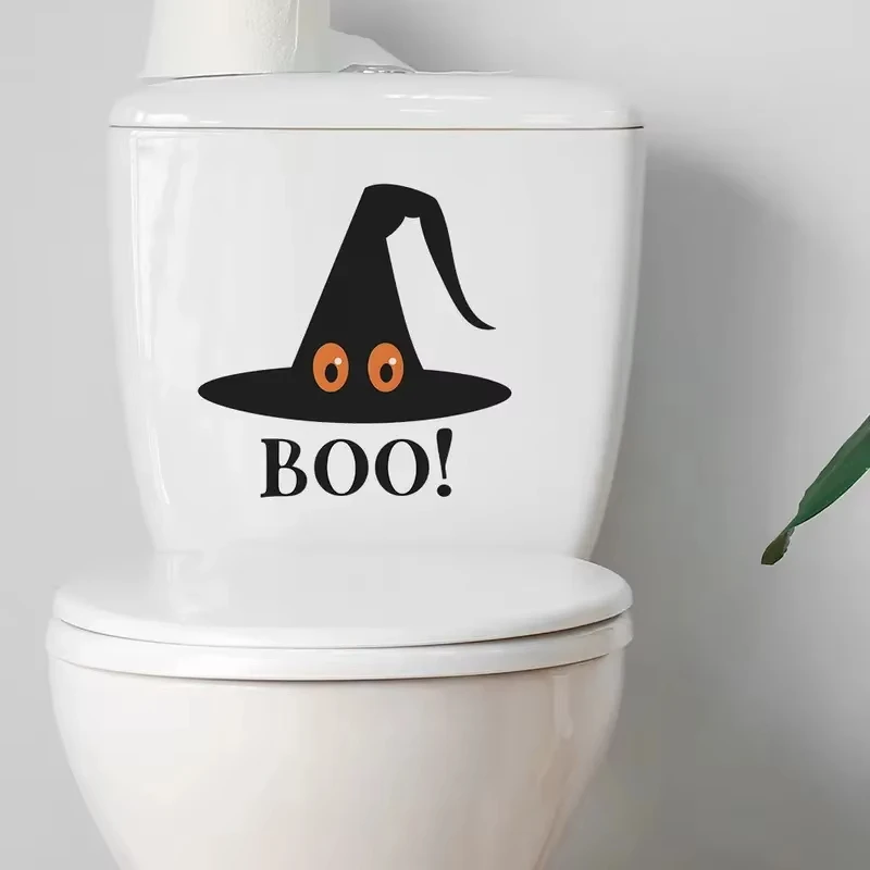 H71The Monster is Hiding in the Hat ,BOO ! Self-Adhesive Toilet Stickers,Wall Decal Removable, Reusable Vinyl Fun Car Sticker