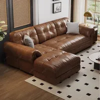Minimalist Brown Sleep Sofa Faux Leather Designer Loveseat Lazy Sofa Couch Cloud Divano Da Soggiorno Living Room Furniture
