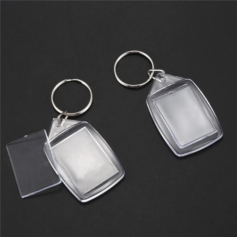 FUFU 40X Clear Acrylic Plastic Blank Keyrings Insert Passport Photo Keychain Keyfob