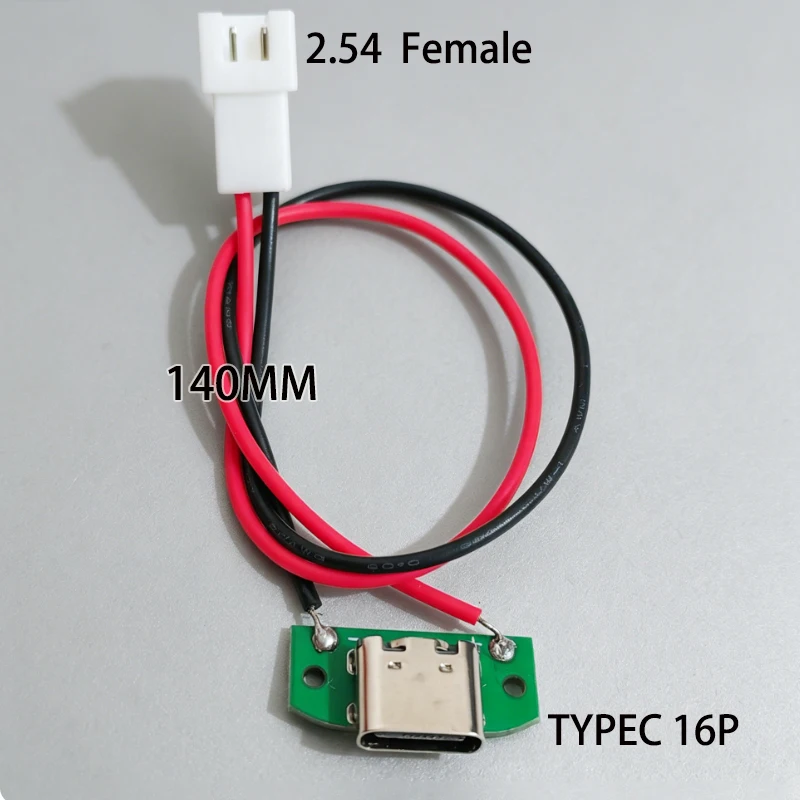 Cltgxdd 1 Stück USB-Typ-C-Buchsenadapterplatine 16P, nur zum Laden von 5V 3A, mit PH1.25/2.0/2.54mm Anschlusskabel für DIY-Lademodul – Detail 14