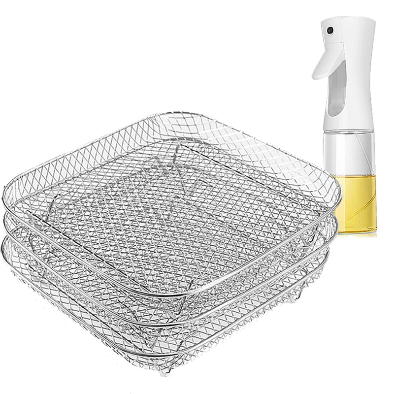 Air Fryer Grid Rack Stackable Racks and Oil Sprayer - Air Fryer Accessories Air Fryer Utensils Compatible with Cecotec/COSORI