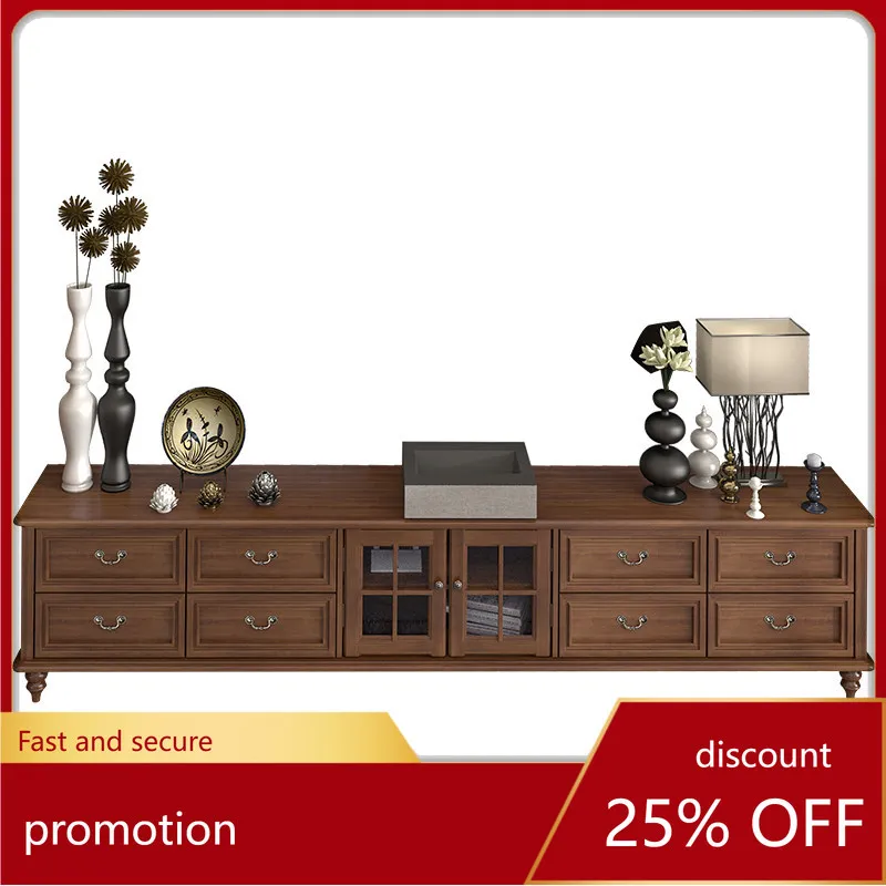 

CZ Vintage Solid Wood TV Cabinet with Integrated Storage 2.24m Home Bedroom Living Room Coffee Table Set