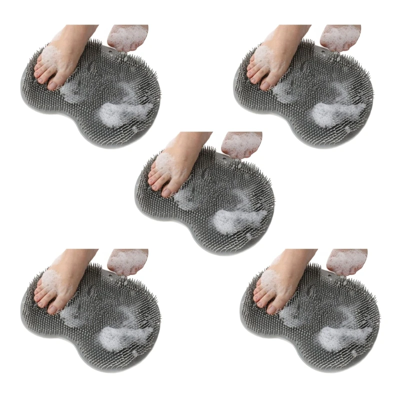 

5pcs Shower Foot Scrubber Silicone Rub Back Brush Bathroom Non-slip Bath Mat Massage Brush Foot Wash Pad Body Cleaning T21C