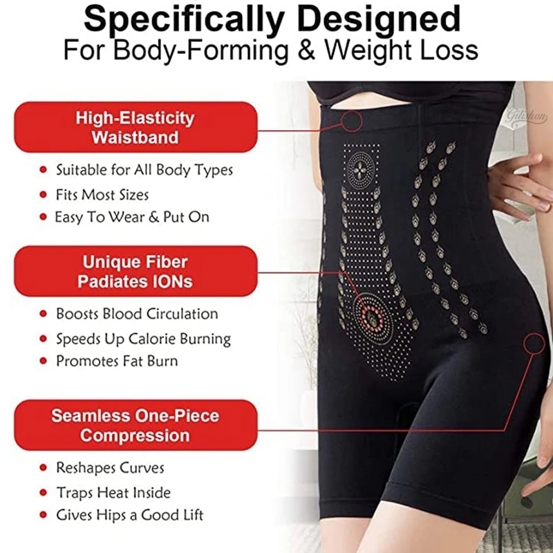 Women\'s Shapewear Ionstech Unique Fiber Restoration Shaper High Waist Slimming Shorts Postpartum Butt Lift Flat Belly Panties