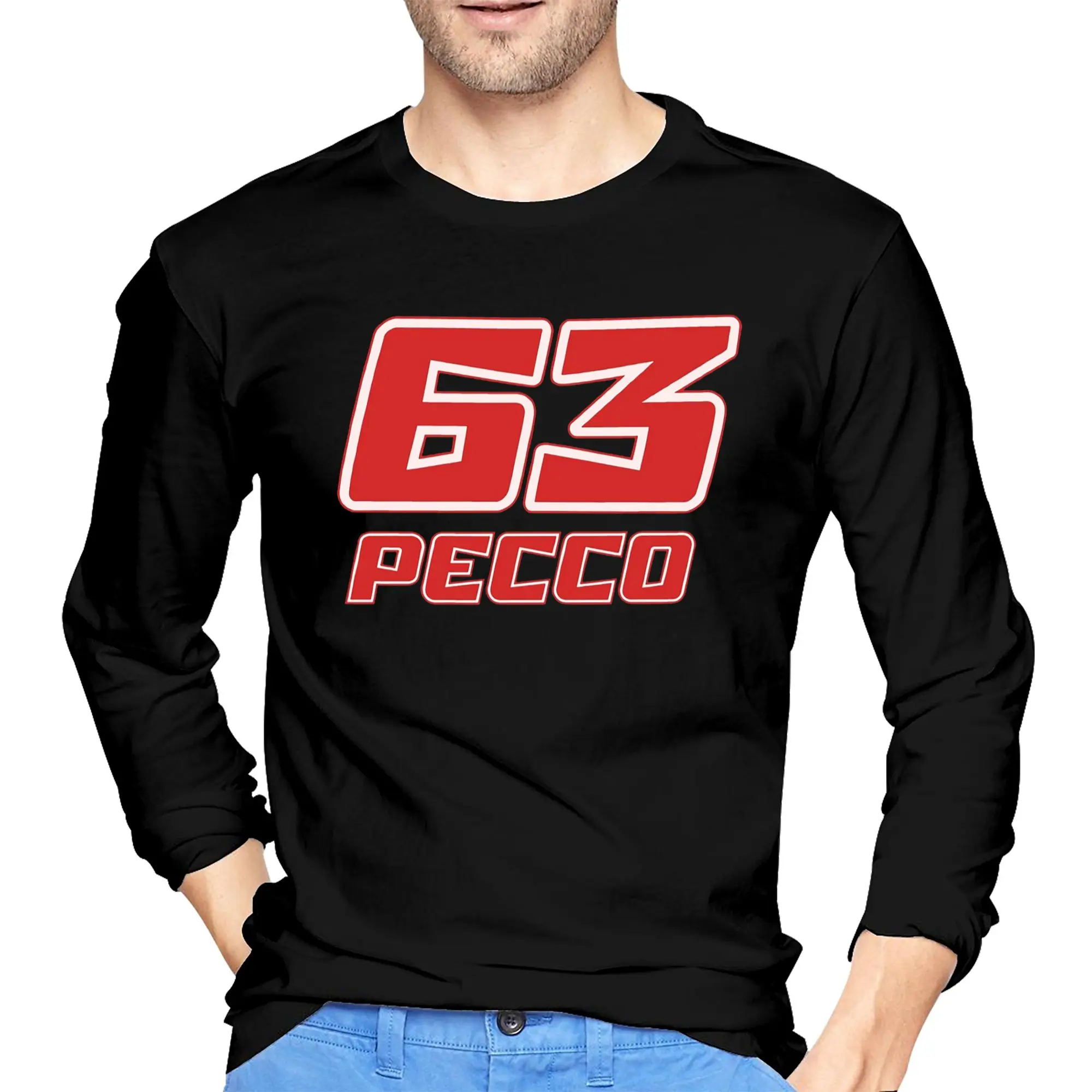 

Pecco Bagnaia 63, мужская футболка с длинными рукавами, модные футболки с круглым вырезом, весенне-осенние мужские топы