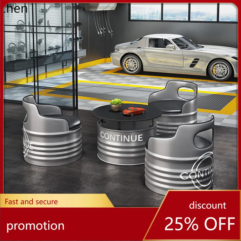 

HT Industrial Style Personality Creative Oil Barrel Card Seat Sofa Milk Tea Shop Cafe Reception Leisure Rest Area Table