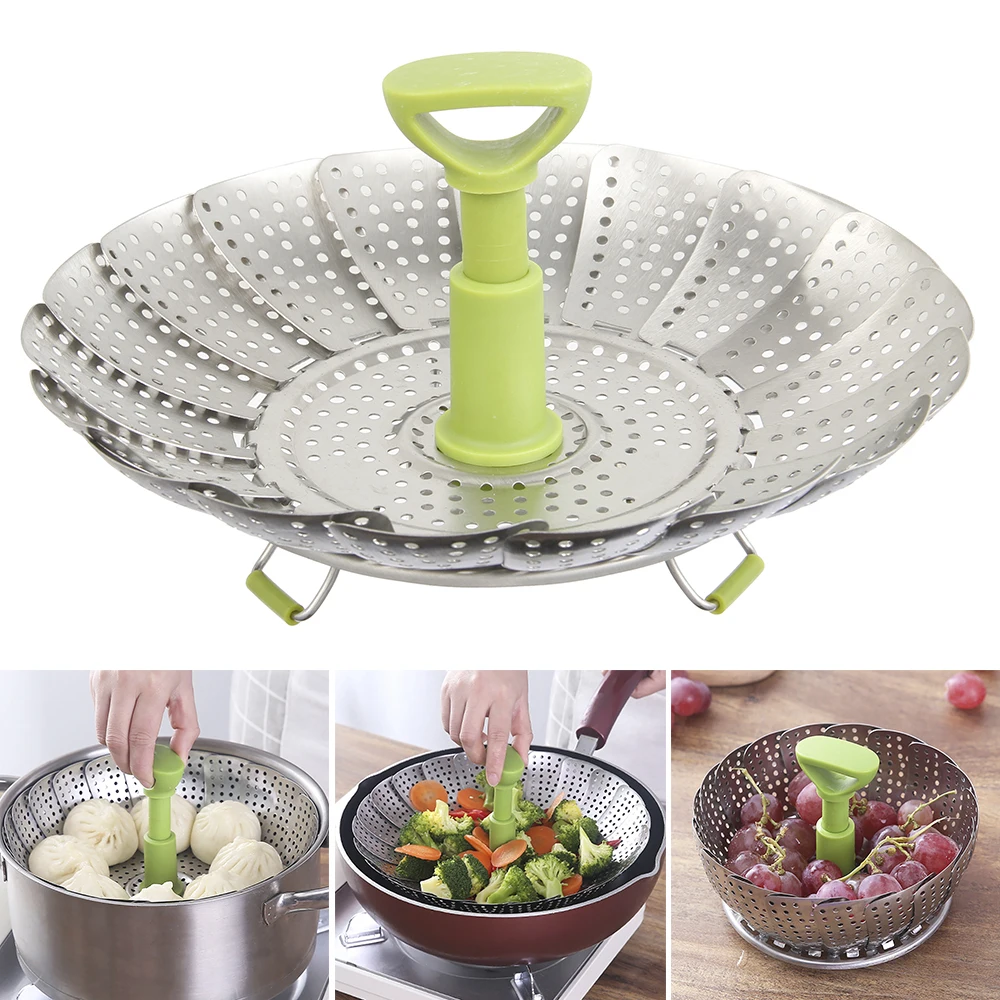 Silicone Steamer Basket - Collapsible Vegetable Steamer Basket with Extendable