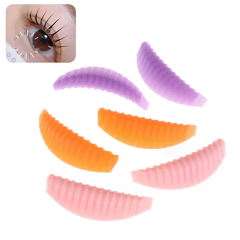 4Pairs Reusable Eyelash Lifting Pad Silicone Lamination Pad Vertical Stripe Perm Rods 3D Lashes Extension Curler Makeup Tool