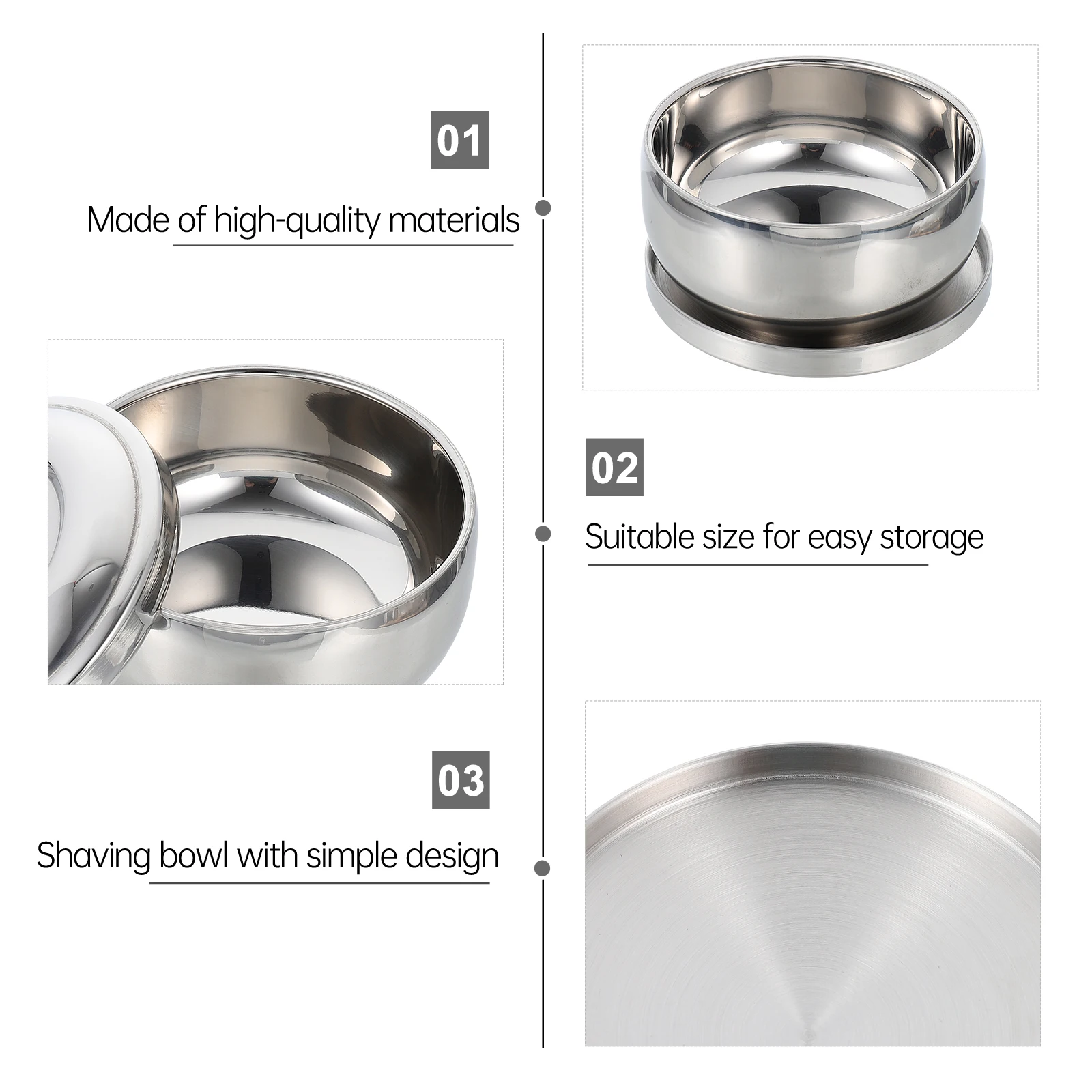 

Bowl for Men Large Capacity Metal Soap Container Stainless Steel Foaming Mug Smooth Surface Durable Shaving Cream Bowl with Lid