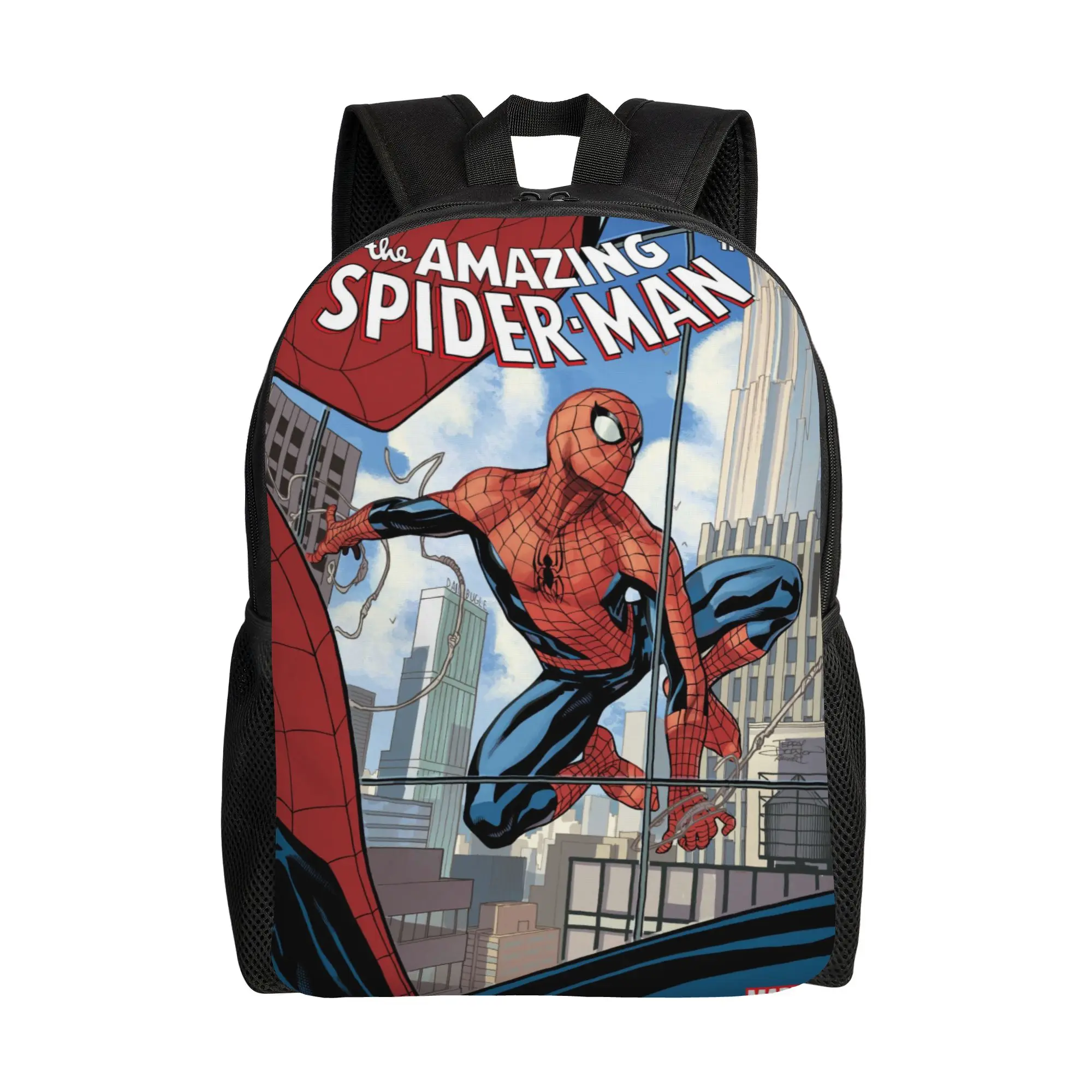 

The Amazing Spider-Man Classical Backpack with Pocket Student Work Spiderman Daypack for Men Women College Canvas Bags