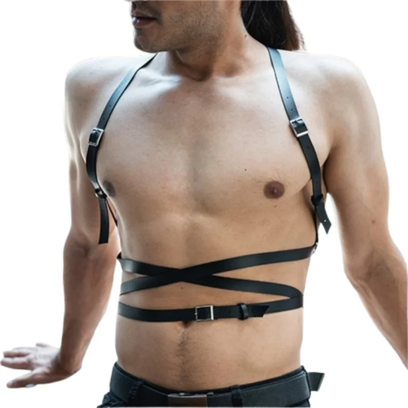 

Fashion Mens Leather Harness Belts Fetish Gay Body Straps Lingerie Punk Rave Male Waist Chest Harness Accessories