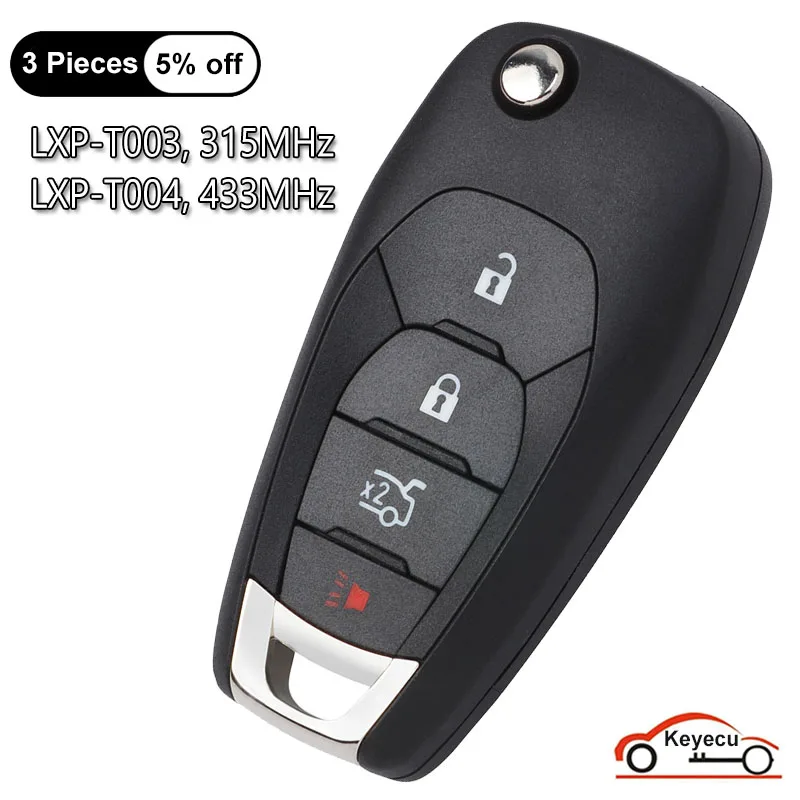 

KEYECU 4 Buttons 315MHz 433MHz ID46 Chip for Chevrolet Cruze 2016 2017 2018 2019 Flip Remote Key Fob FCC ID: LXP-T003 , LXP-T004