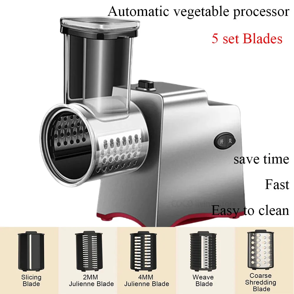 

5 in1 Auto 220V Electric Vegetable Cutter Kitchen Tools Automatic Food Processors Potato Shredder Slicer Not Meat Cutter