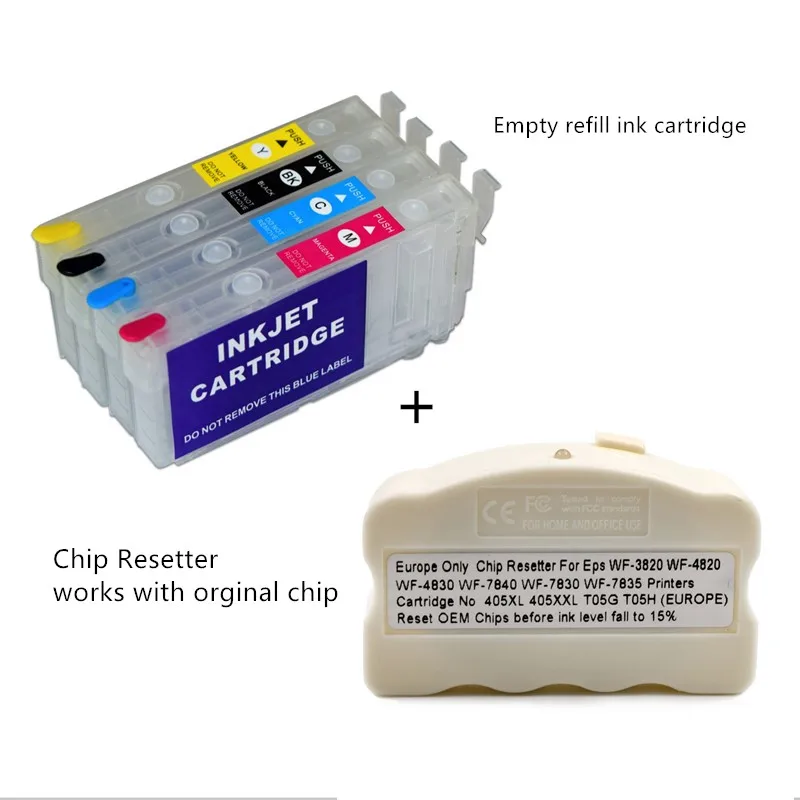 Europe 405 405XL Refill Ink Cartridge and Chip Resetter for Epson WF-4830 WF-4820 WF-3820 WF-7830 WF-7835 WF-7840 WF-7310