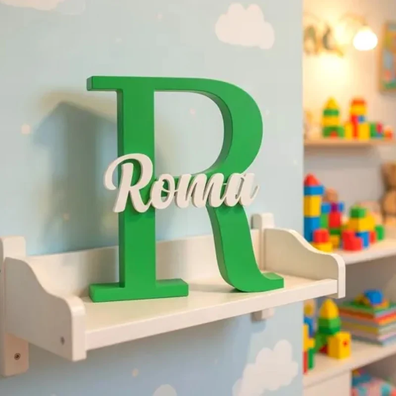 Custom Personalized Initial Letter with Name  Children's Room Decoration  Personalized 3D Sign Baby Shower Gift