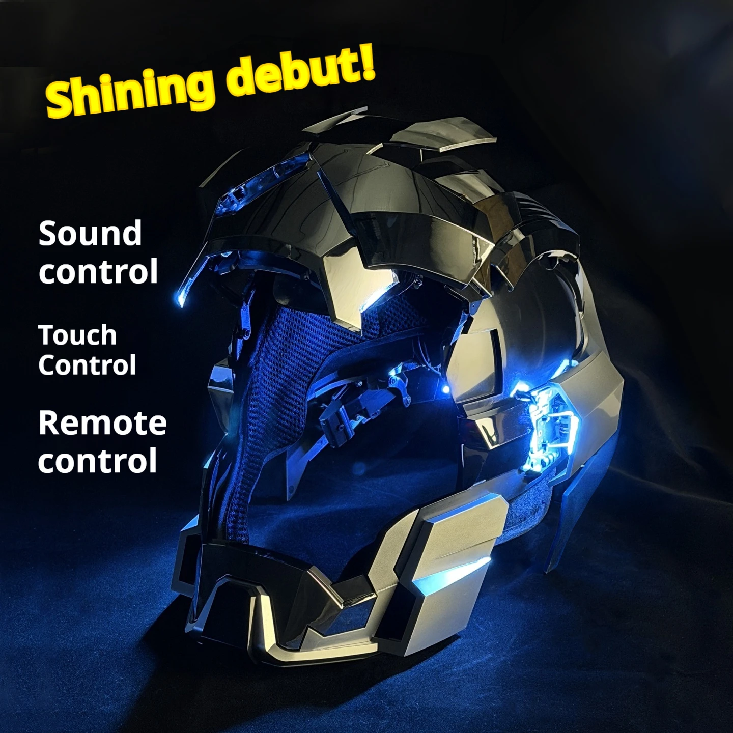 Marvel MK5 MK17 Iron Man Helmet Black English Voice Control Bluetooth Audio Base Wearable  Mecha Arm Deformable Custom FS