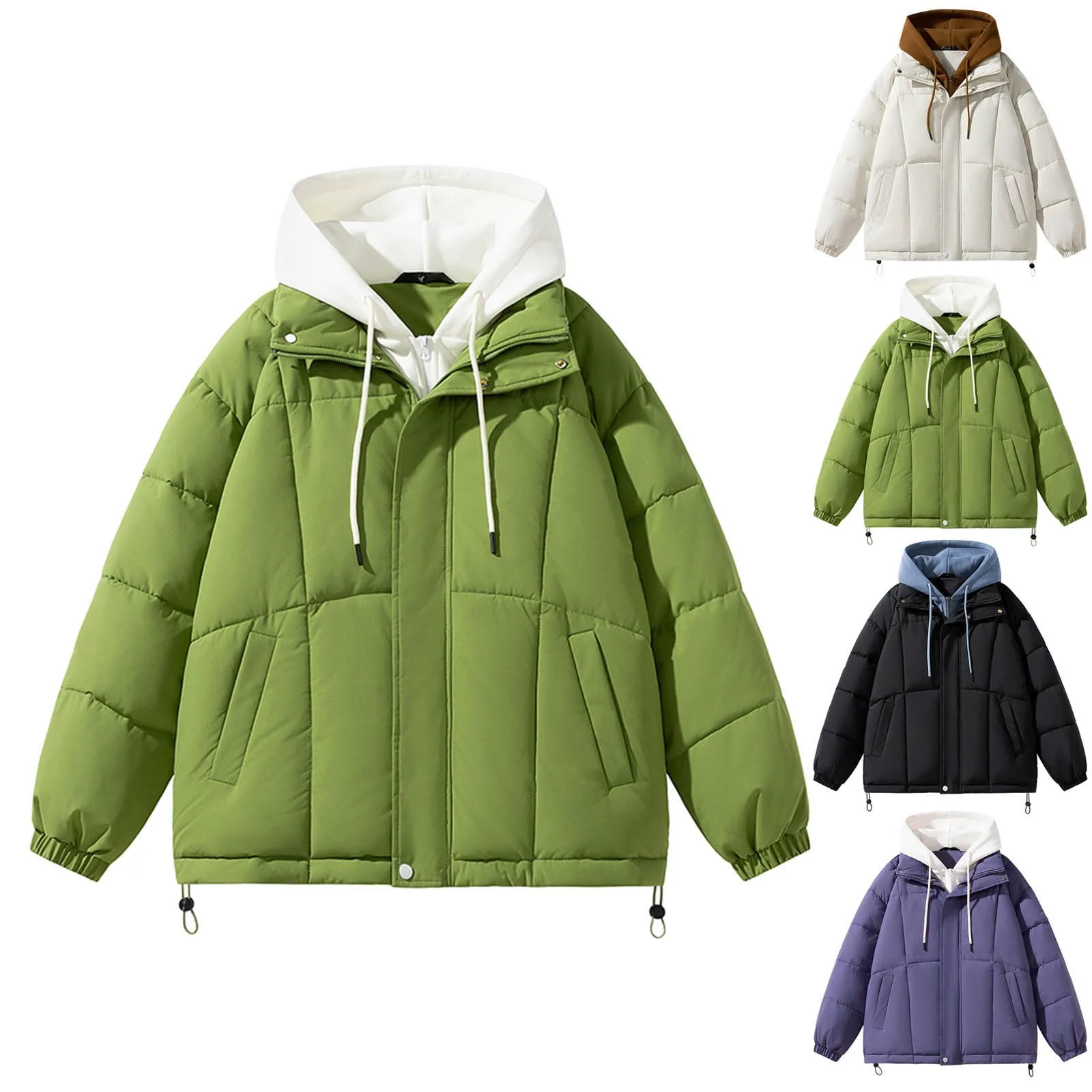 เสื้อโค้ทผ้าฝ้ายมีฮู้ดสำหรับผู้ชาย, เสื้อโค้ทผ้าฝ้ายคอปกสองชั้นให้ความอบอุ่นหนาเสื้อกันหนาวมีกระเป๋าเสื้อคลุม2023