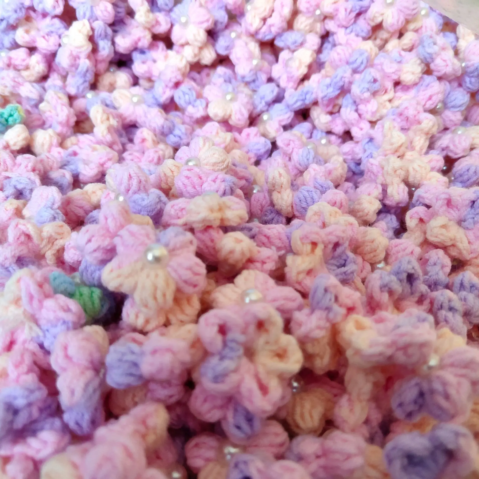 40Pcs Pearl Puff Gradient Color Block Cute Flowers For Cloth Ornaments Crochet  Knitting Accessories For Bags Handmade Gift 2CM
