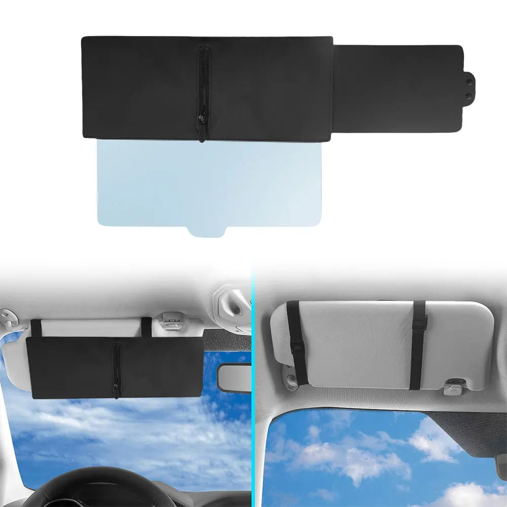 

Anti-Glare Car Visor with Zipper Slider Anti-Glare Sunshade Extender with PC Lens and Side Sunshade UV-Filtering for Most Cars