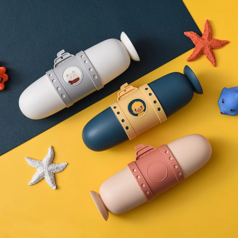 New Cute Cartoon Submarine Toothbrush Case Bathroom Toothbrush Cover Portable Travel Tooth Brush Case Bathroom Organizer