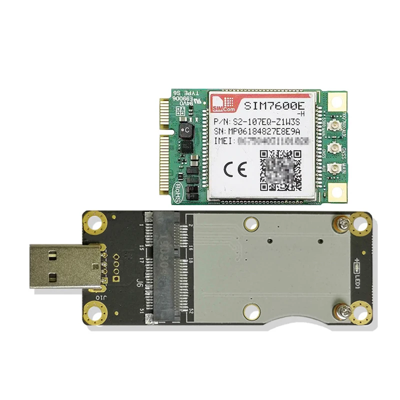 

SIMCOM LTE Cat4 mini pcie module SIM7600E-H with mini pcie to USB 2.0 adpater card LTE-FDD/LTE-TDD/HSPA+/UMTS/EDGE/GPRS/GSM