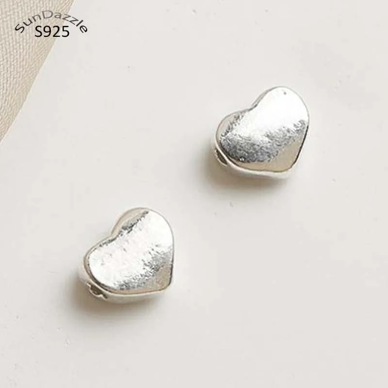 

4pcs Real Pure Solid 925 Sterling Silver Beads Spacers Heart Loose Bead for DIY Jewelry Making Findings 6mm