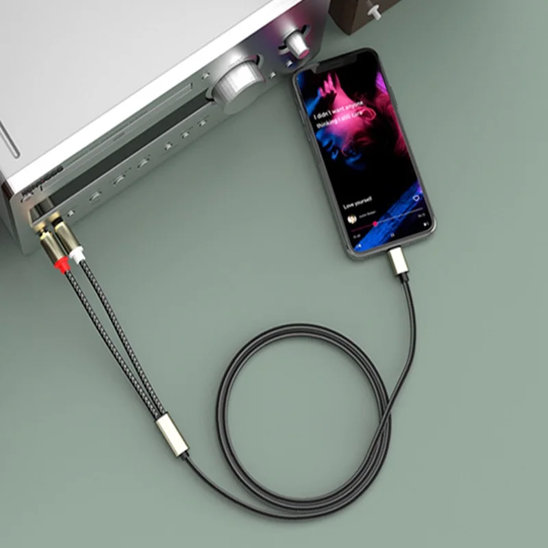 1m typ-C do podwójnego kabla Audio RCA 2RCA Adapter kabla Audio męski na męski kabel USB C do 2RCA do telefonu Iphone z systemem Android Tablet