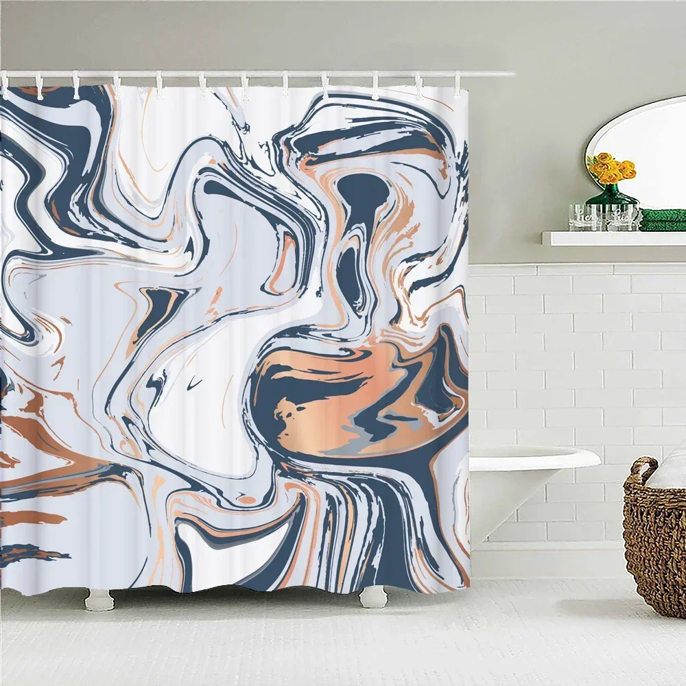 High Quality Colorful Abstract Geometric Printed Fabric Shower Curtains Waterproof Bathroom Decor with 12 Hooks Bathtub Curtain