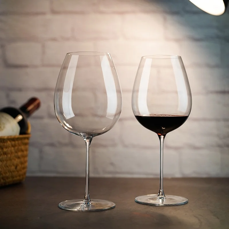 RonaPremium Diverto Burgundy Crystal Wine Glass Lightweight Tall Stem White Grape Red Wine Glass European Style Pure Color