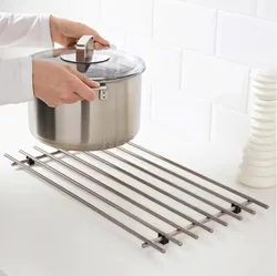 Extra Large Chrome Plated Rectangular T Heat Resistant Metal Pot and Pan Stand for Hot Dishes, Cookware, and Oven Trays  Durable