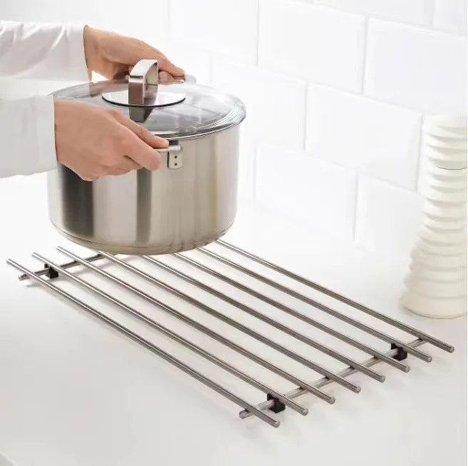 Extra Large Chrome Plated Rectangular T Heat Resistant Metal Pot and Pan Stand for Hot Dishes, Cookware, and Oven Trays  Durable
