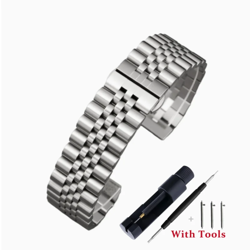 304l pulseira de relógio de aço inoxidável sólido metal dobrável borboleta fivela de relógio 18mm 20mm liberação rápida pulseira de relógio à prova dwaterproof água
