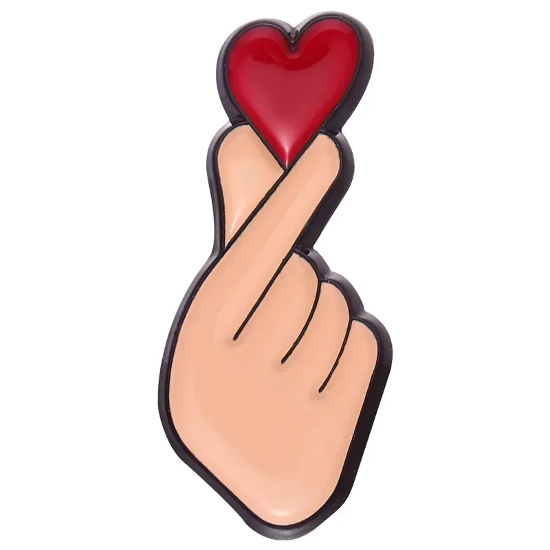 Pin Creative Cute Cartoon Finger To Love Heart Alloy Women's Brooch Breast Pin for Couples Gift Enamel Emblem Brooches for Women