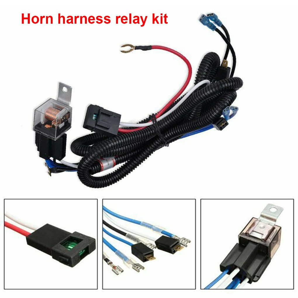 12V / 24V Horn And Wire Harness Relay for Car Grille Assemble Blast Sound , Total Length 170cm Auto Spare Parts