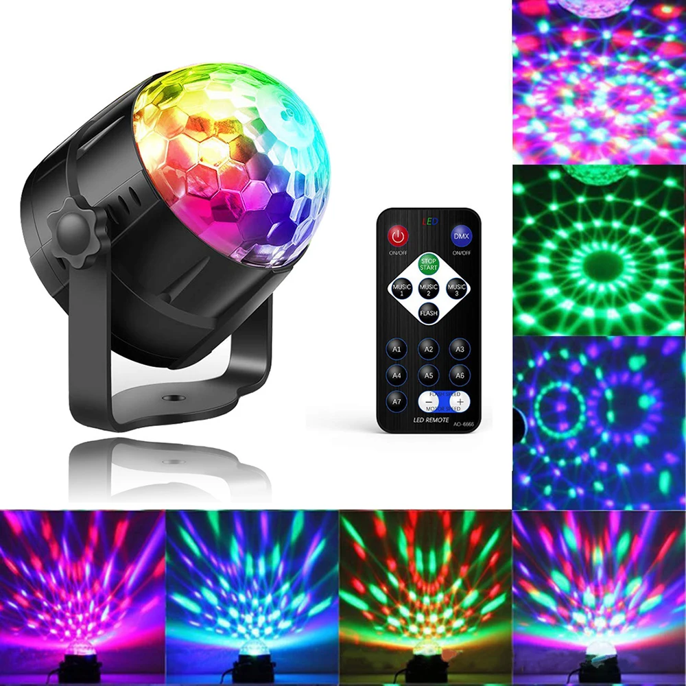 

USB 5V Stage Light RGB Sound Rotating Disco Laser Light Colorful LED DJ Party Light Projector Lamp for Family KTV Pub Xmas Festi