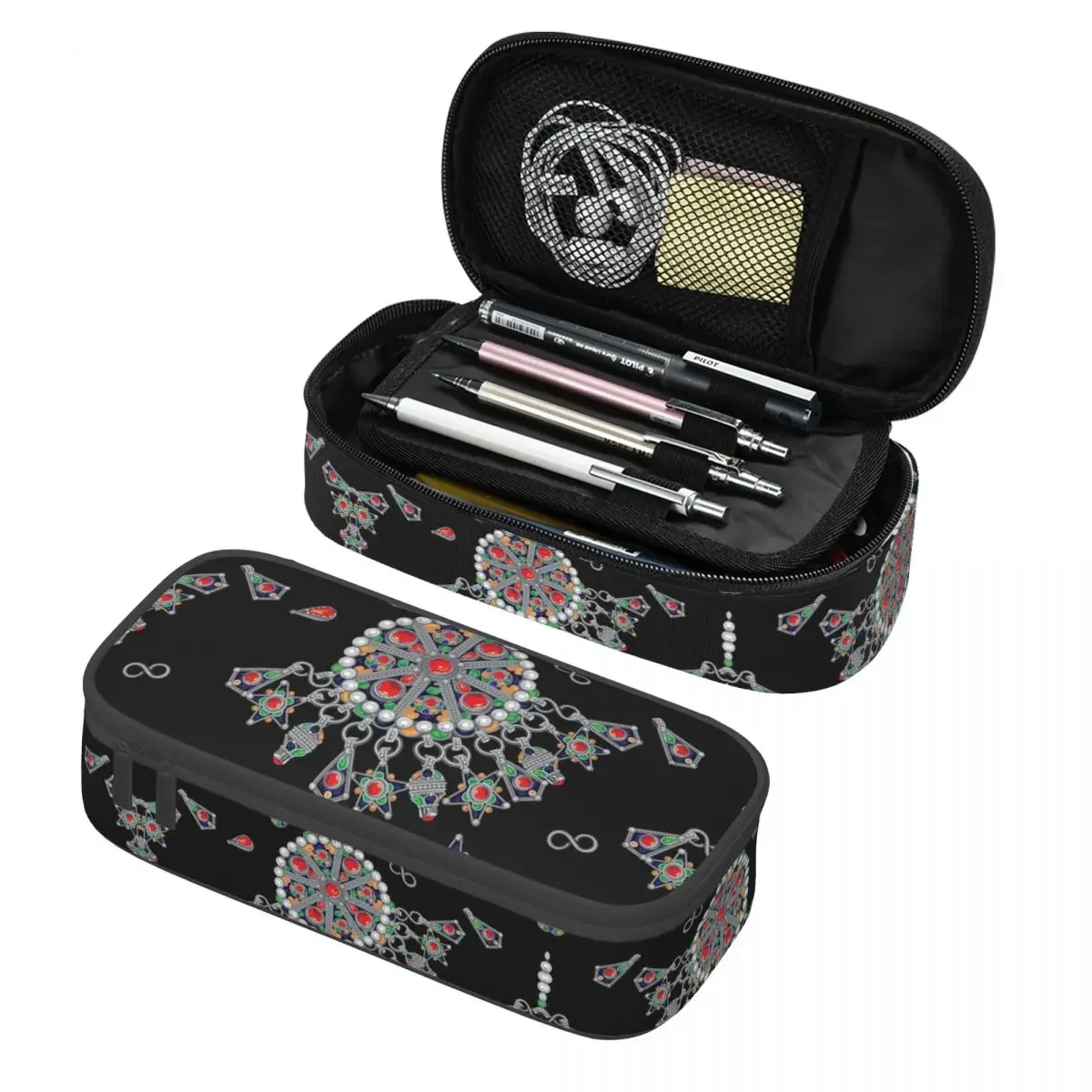 

Custom Kabyle Jewelry School Pencil Case Girls Boys Big Capacity Amazigh Africa Ethnic Style Pencil Pouch Students Stationery